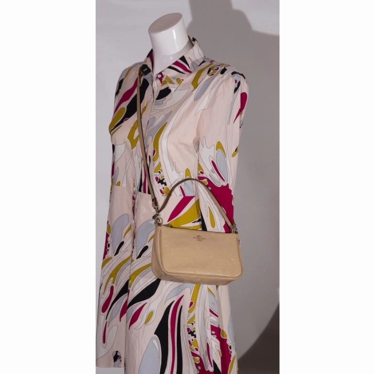 Coach Top Handle Pouch In Signature Debossed Patent Leather