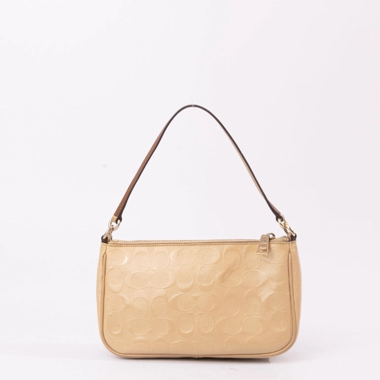 Coach Top Handle Pouch In Signature Debossed Patent Leather