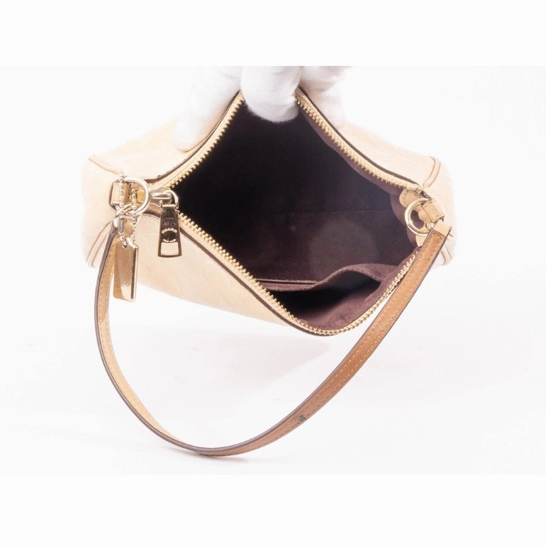 Coach Top Handle Pouch In Signature Debossed Patent Leather