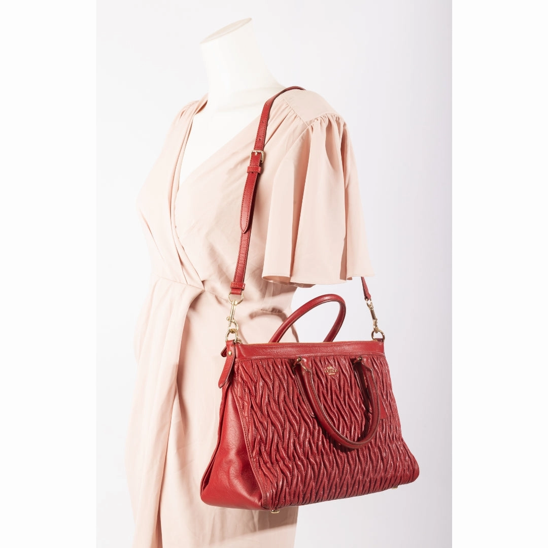Coach Twisted Gathered Leather Morgan Satchel
