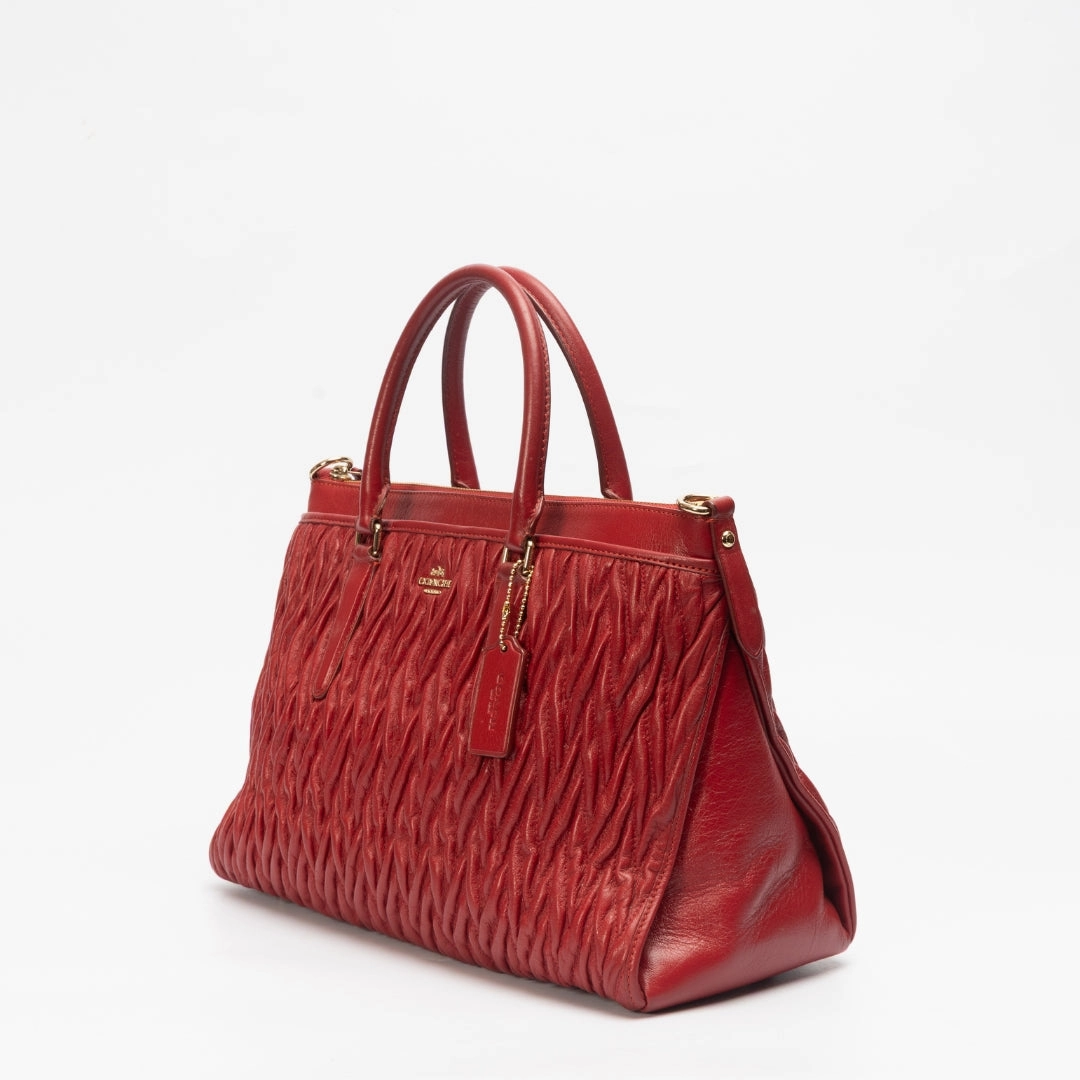 Coach Twisted Gathered Leather Morgan Satchel