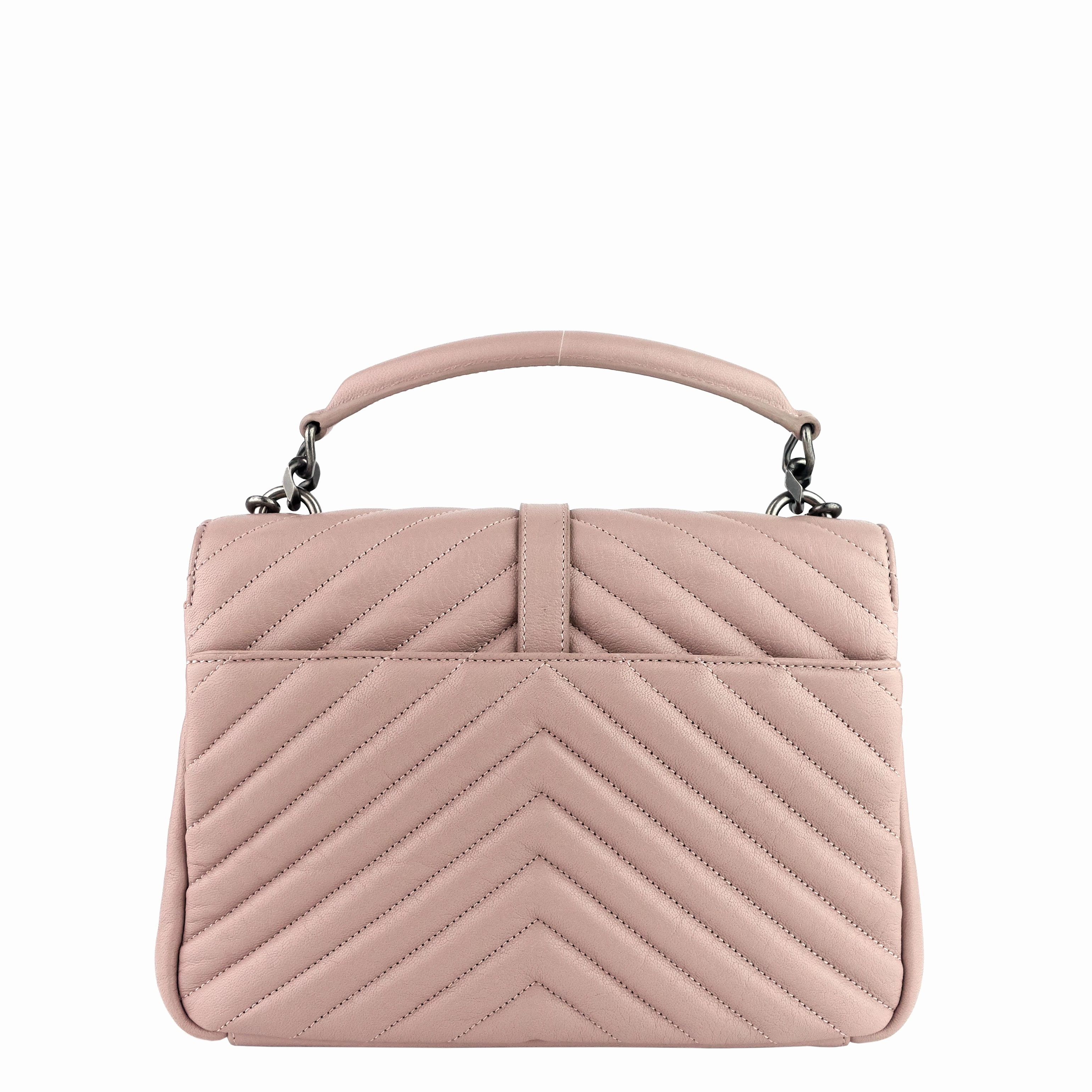 College Medium Chain Quilted Lambskin Leather Bag