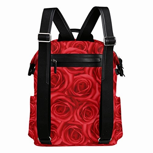 Colourlife Red Roses Stylish Casual Shoulder Backpacks Laptop School Bags Travel Multipurpose