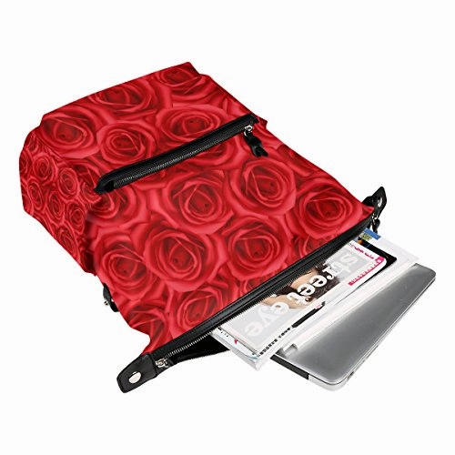 Colourlife Red Roses Stylish Casual Shoulder Backpacks Laptop School Bags Travel Multipurpose