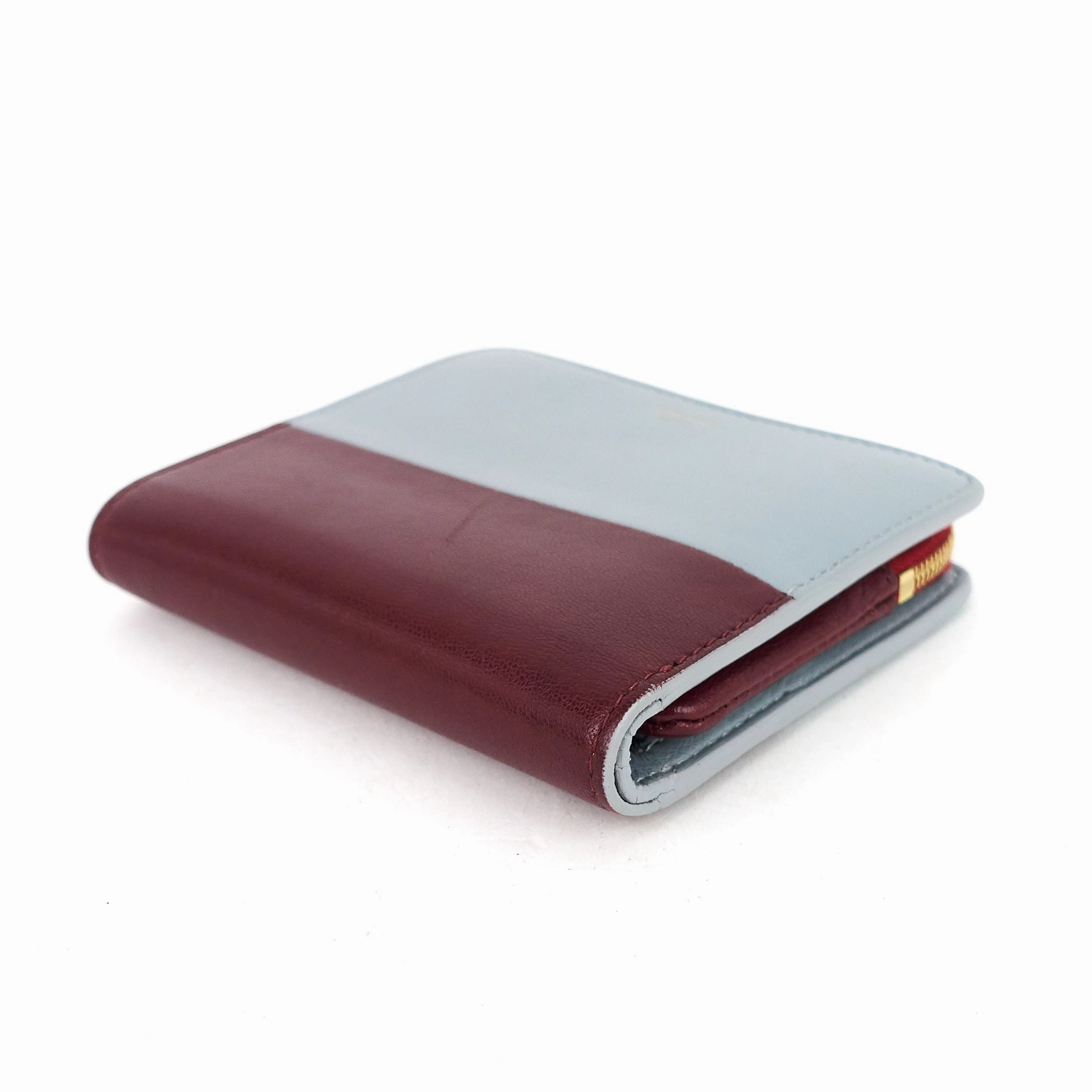 Compact Zip Two-Tone Square Lambskin Wallet