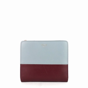 Compact Zip Two-Tone Square Lambskin Wallet