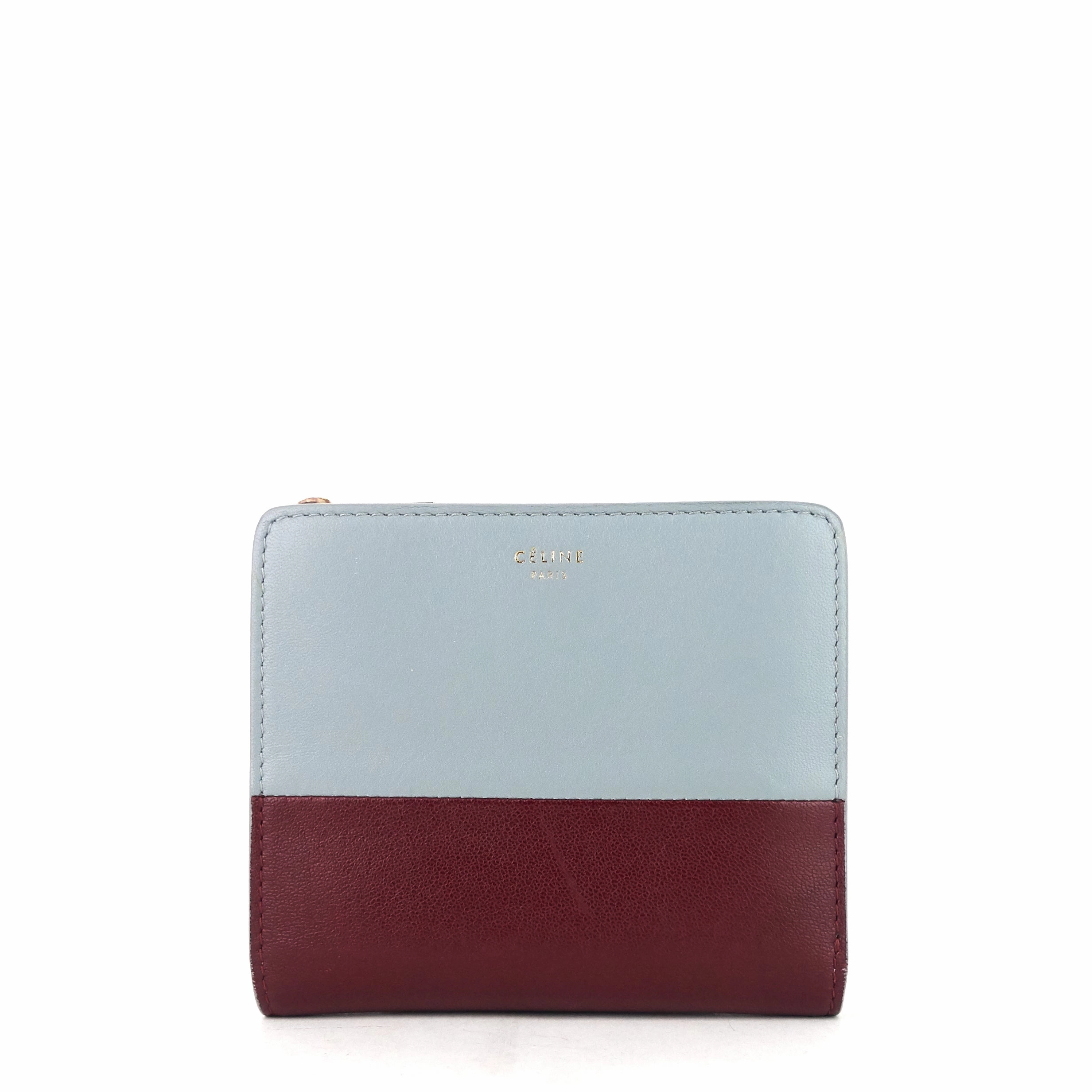 Compact Zip Two-Tone Square Lambskin Wallet
