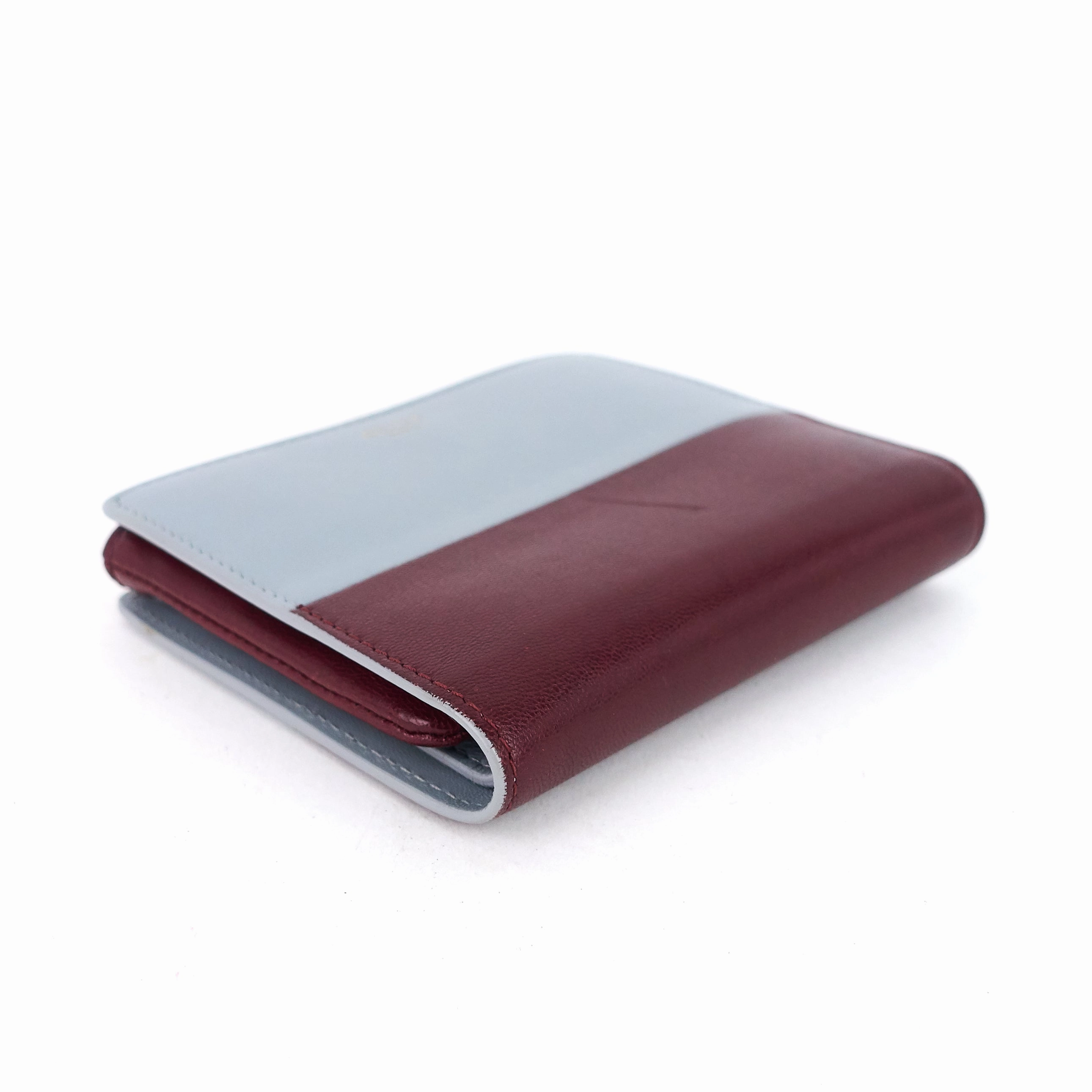 Compact Zip Two-Tone Square Lambskin Wallet