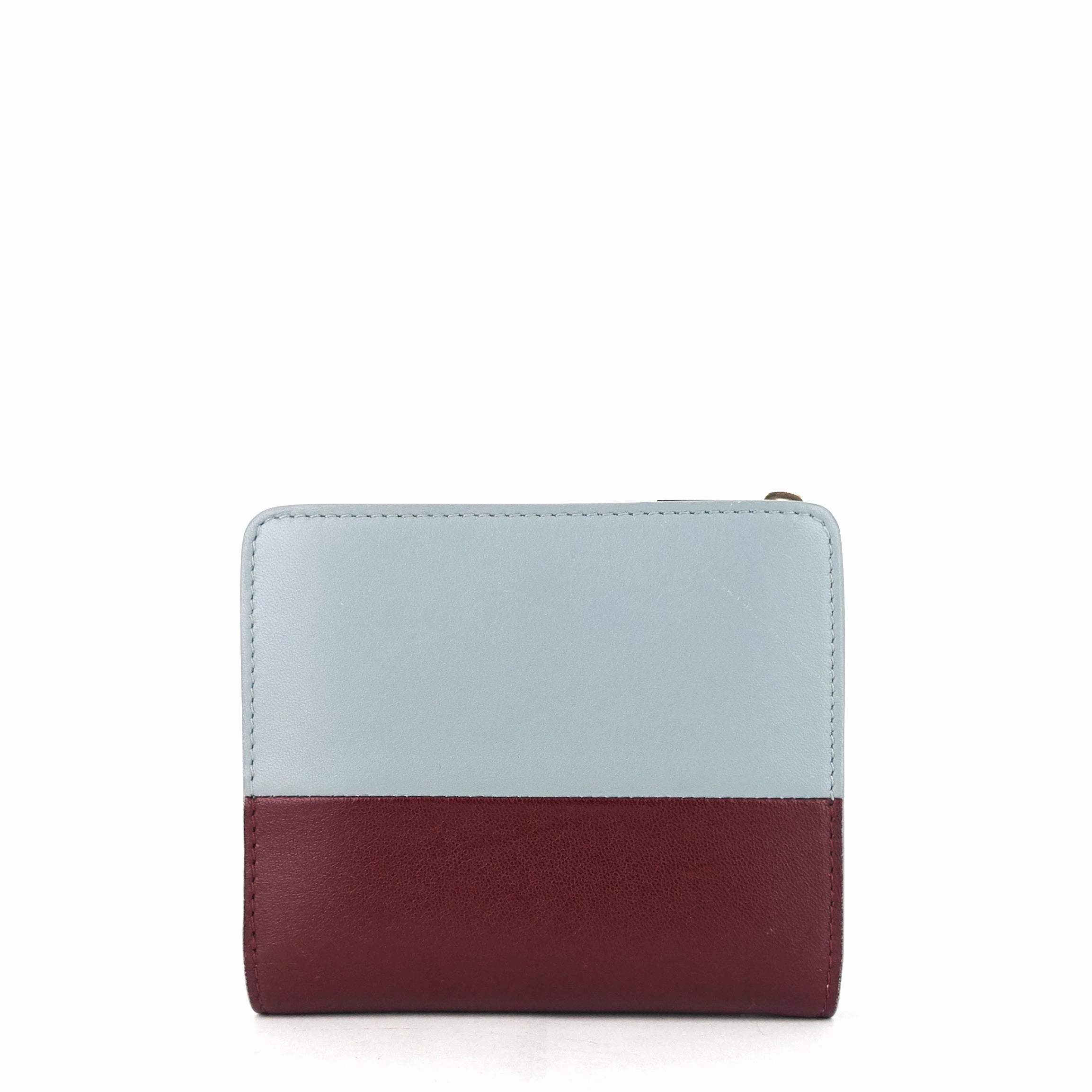 Compact Zip Two-Tone Square Lambskin Wallet