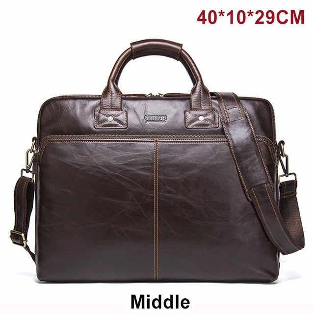 Contact'S 2018 Genuine Leather Men'S Travel Bag Casual Shoulder Totes Men Briefcases Laptop Bag