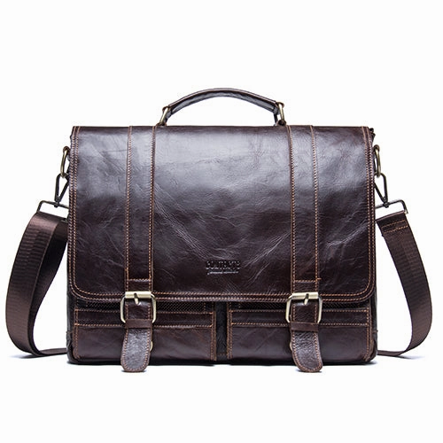 Contact'S Men'S Briefcase Genuine Leather Business Handbag Laptop Casual Large Shoulder Bag Vintage