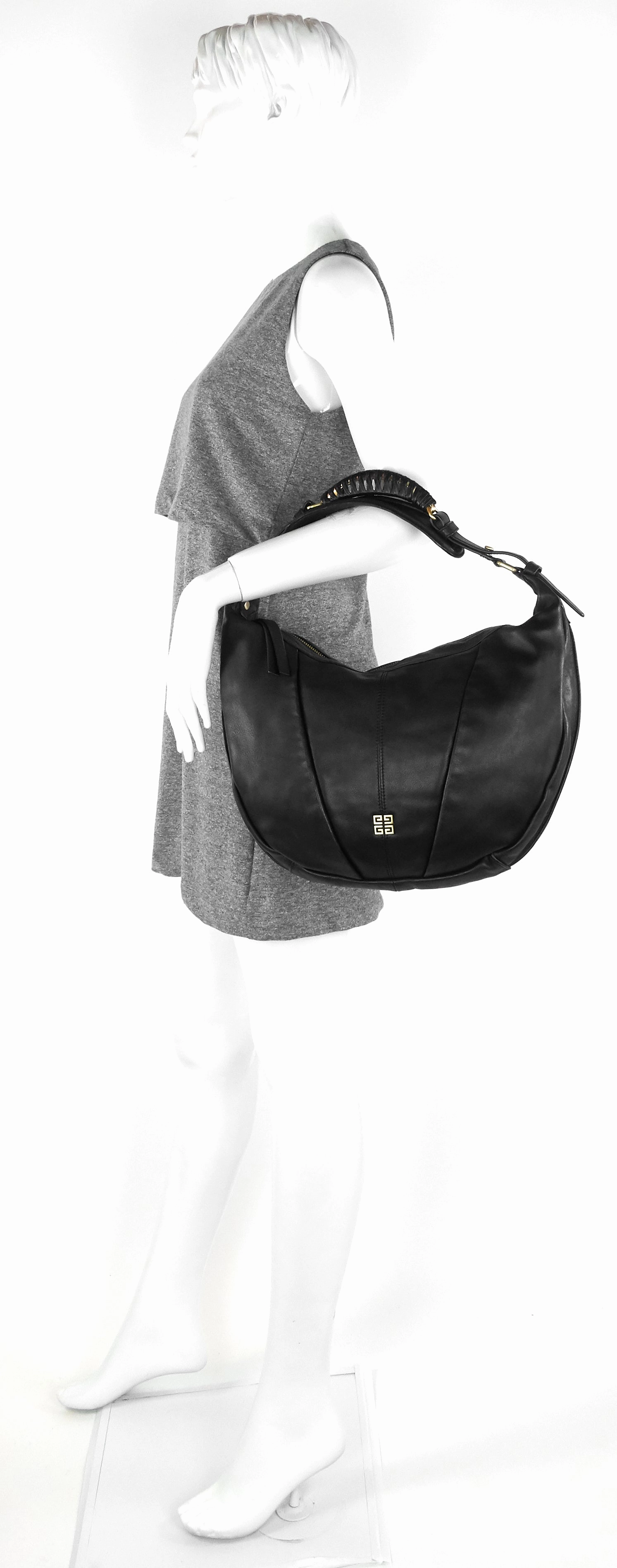 Convertible Zip Small Leather Hobo Bag