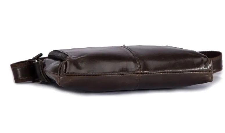 Cool Brown Leather Mens Tablet Messenger Bag Small Side Bag Mini Messenger Bag For Men