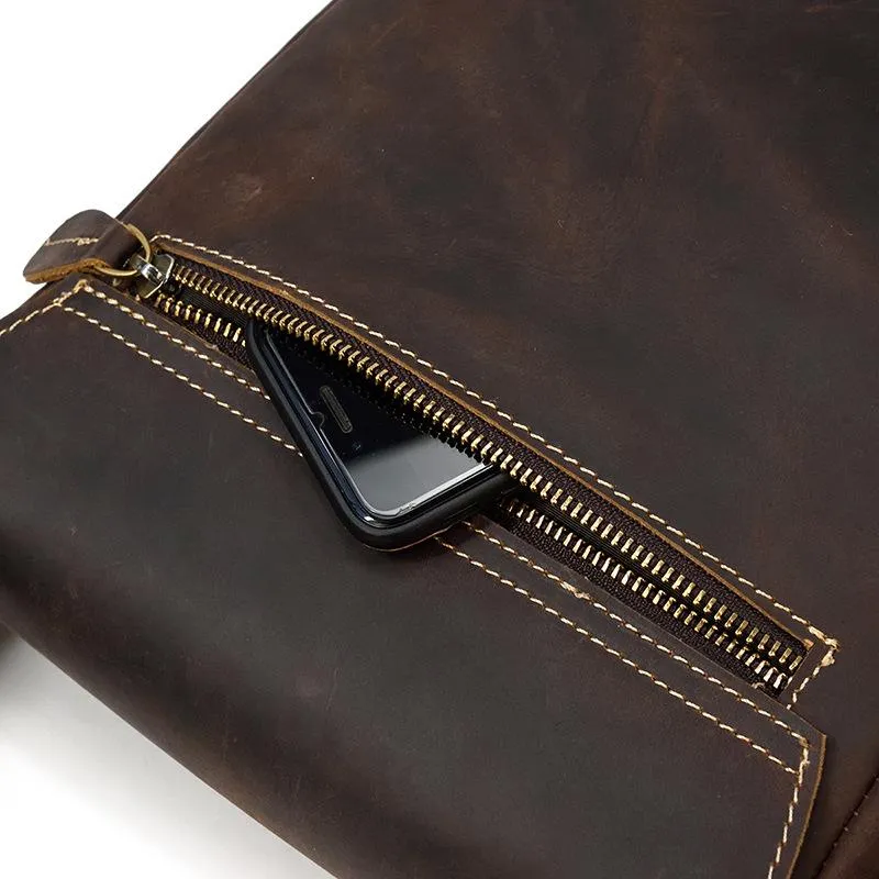 Cool Coffee LEATHER MENS 10 inches Vertical iPAD BAG COURIER BAG Brown MESSENGER BAG FOR MEN