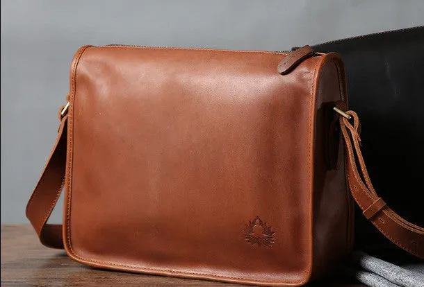 Cool leather mens messenger bag shoulder school laptop bag for men