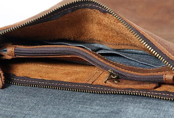Cool leather mens messenger bag vintage shoulder laptop bag for men