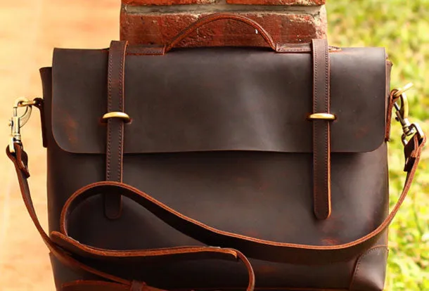 Cool Leather Mens Messenger Bag Work Bag Shoulder Bag for men