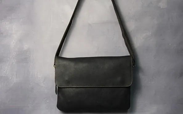 Cool Leather Mens Small Side Bag 11inch Clutch Purse Bag Messenger Bag for Men
