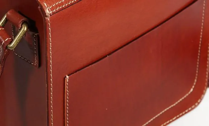 Cool Leather Mens Tan Messenger Bag Side Bag Small Shoulder Bag for Men