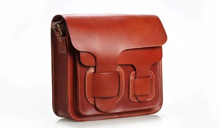 Cool Leather Mens Tan Messenger Bag Side Bag Small Shoulder Bag for Men