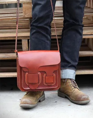 Cool Leather Mens Tan Messenger Bag Side Bag Small Shoulder Bag for Men