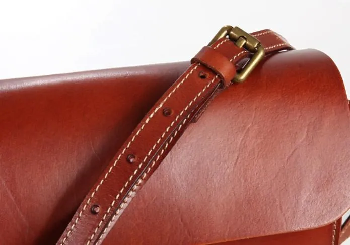 Cool Leather Mens Tan Messenger Bag Side Bag Small Shoulder Bag for Men