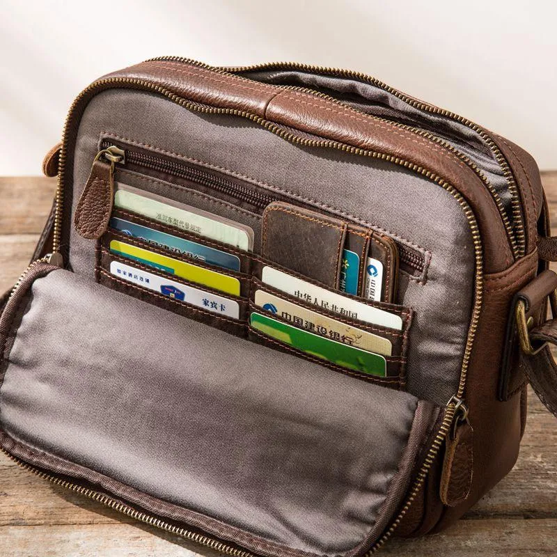 Cool Leather Small Mens Messenger Bags Small Shoulder Bag for Men