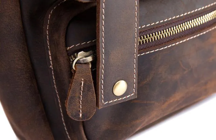 Cool Leather Vintage Mens Brown Small Side Bag Small Messenger Bags For Men