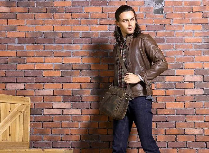 Cool Leather Vintage Mens Messenger Bags Small Shoulder Bags for Men