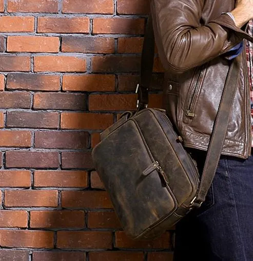 Cool Leather Vintage Mens Messenger Bags Small Shoulder Bags for Men