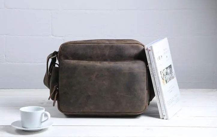 Cool Leather Vintage Mens Messenger Bags Small Shoulder Bags for Men
