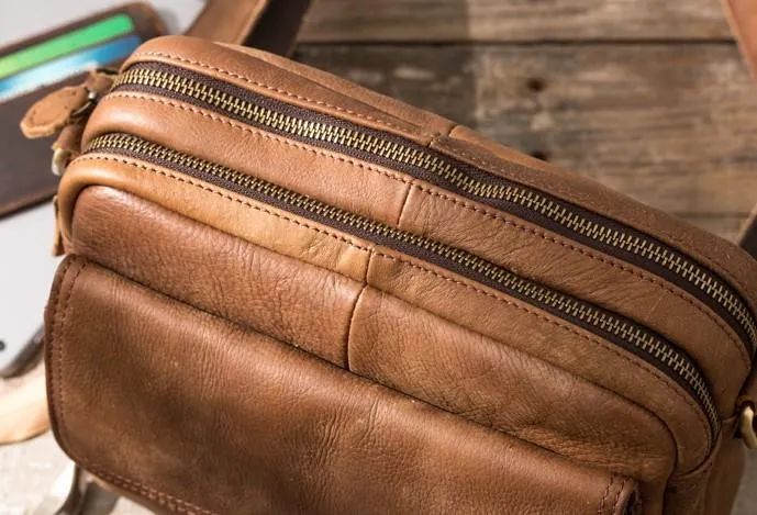 Cool Small Leather Mens Messengers Bag Shoulder Bag for Men