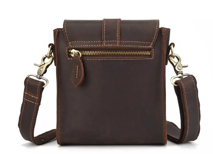 Cool Vintage Brown Leather Mens Tablet Messenger Bag Small Side Bag Messenger Bags For Men
