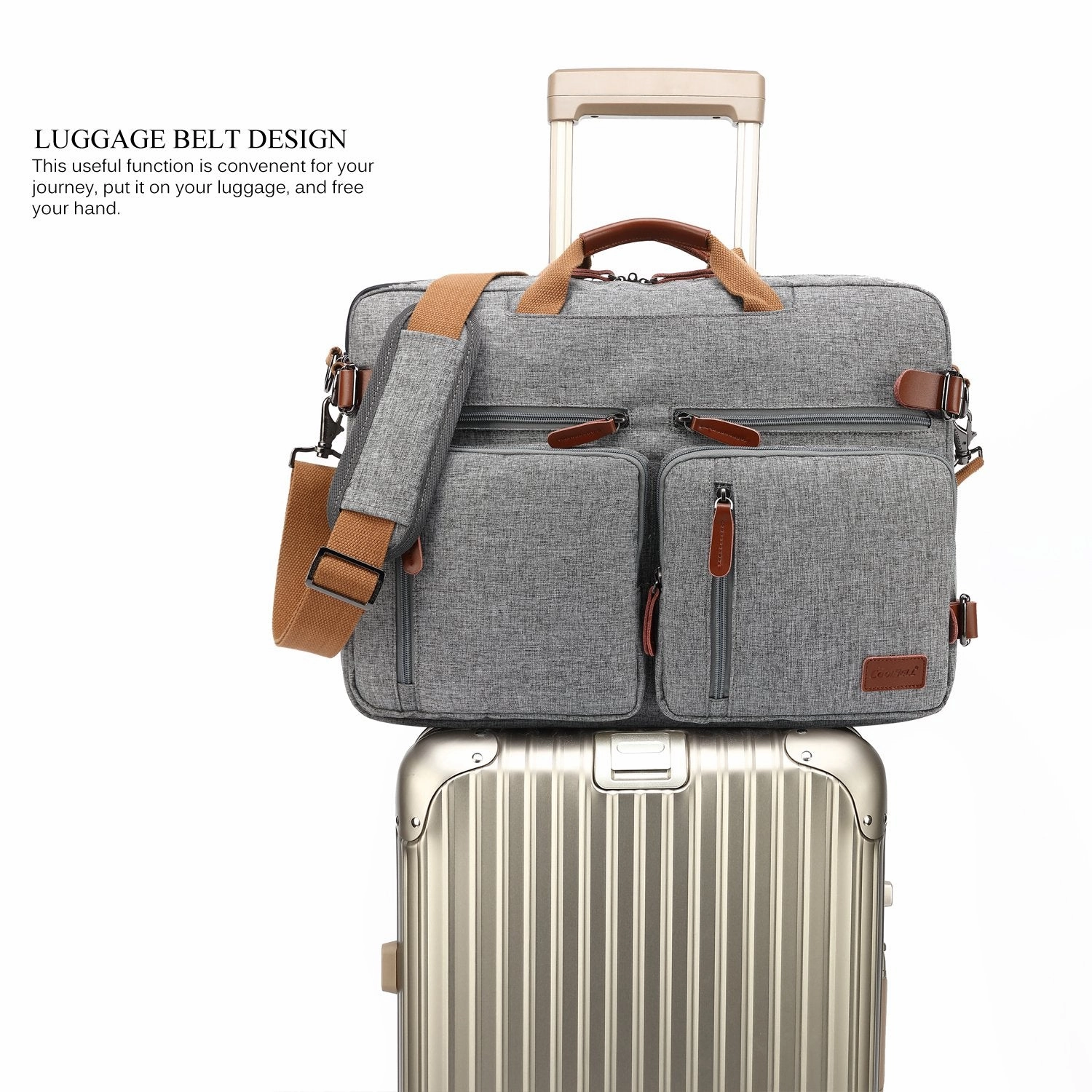 CoolBELL Convertible Backpack Messenger Bag Shoulder Bag Laptop Case Handbag Business Briefcase Multi-Functional Travel Rucksack Fits 15.6 Inch Laptop for Men/Women (Grey)