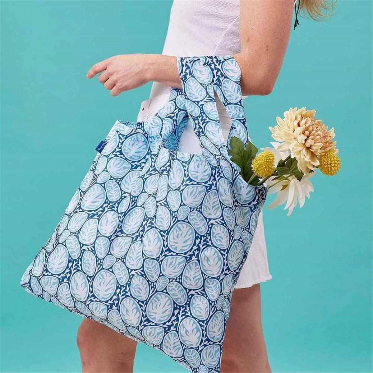 Coral Garden blu Reusable Shopping Bag-Machine washable