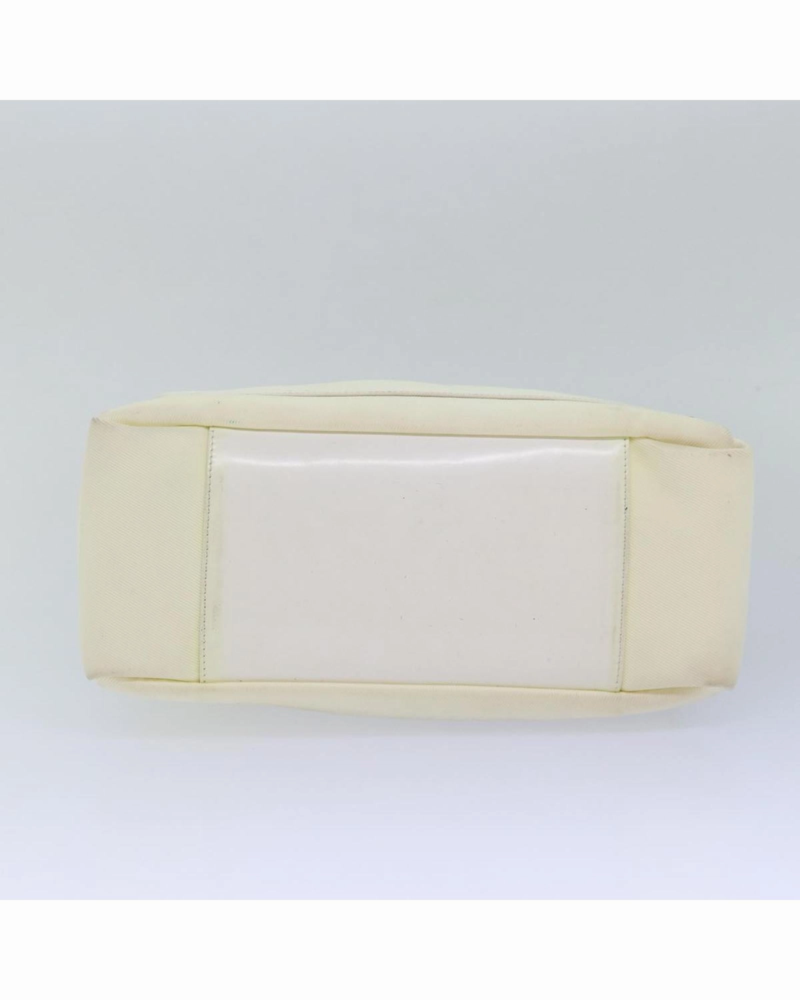 Cream Canvas Bamboo Handle Shoulder Bag