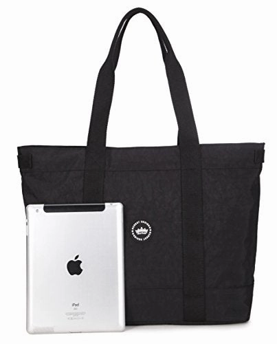 Crest Design Women handbag Tote Shoulder Bag for Laptops up to 17 inch (X-Large, Black)