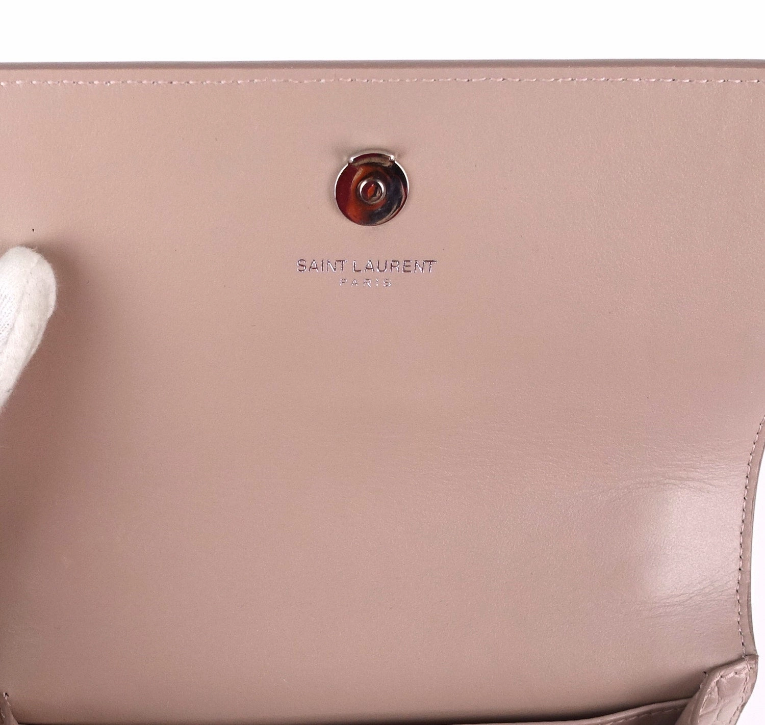 Crocodile Embossed Calf Leather Chain Wallet