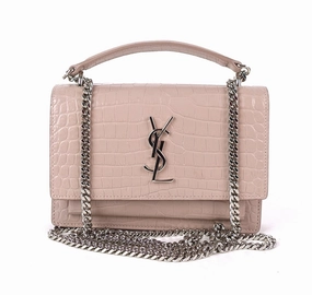 Crocodile Embossed Calf Leather Chain Wallet