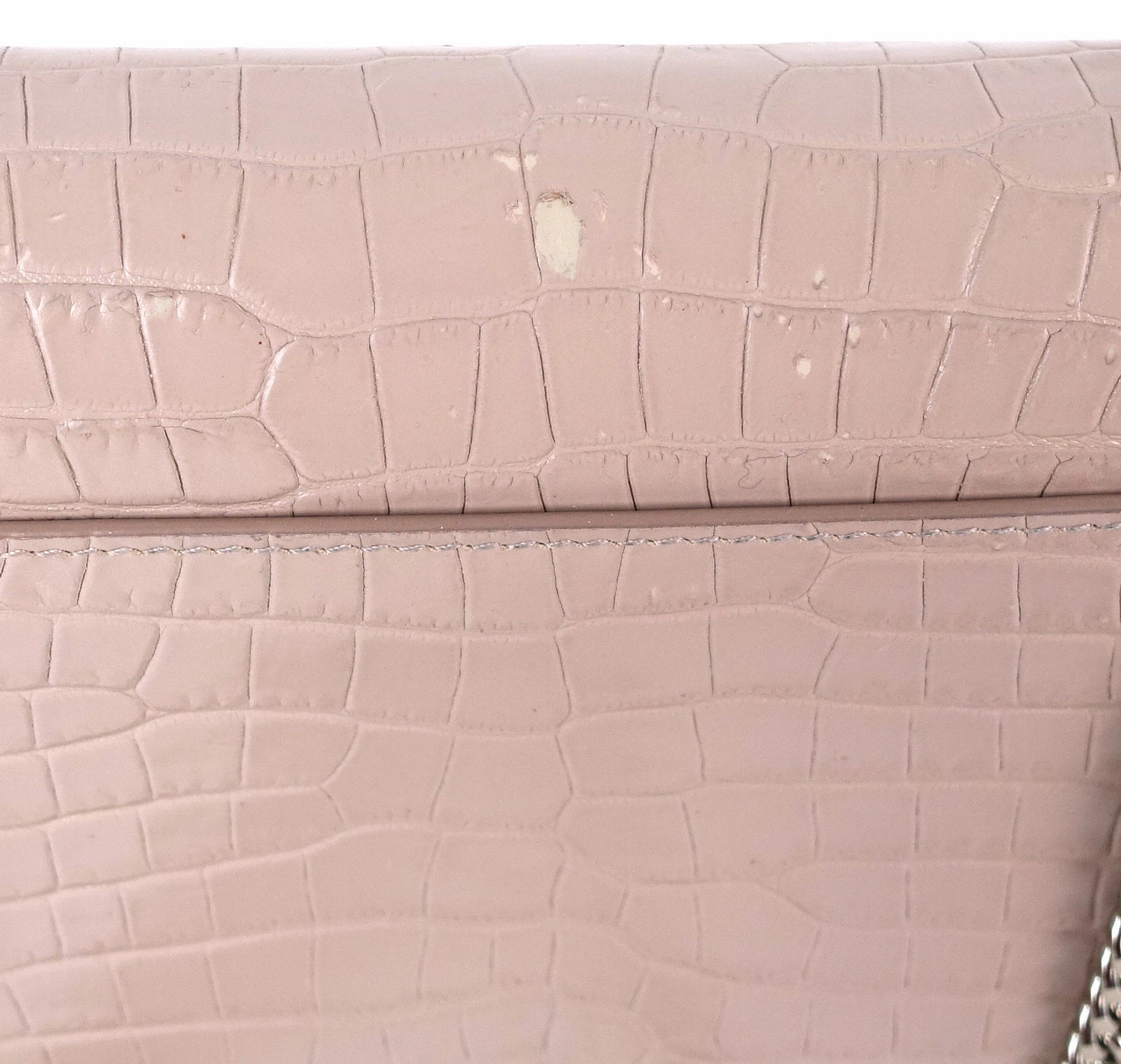 Crocodile Embossed Calf Leather Chain Wallet