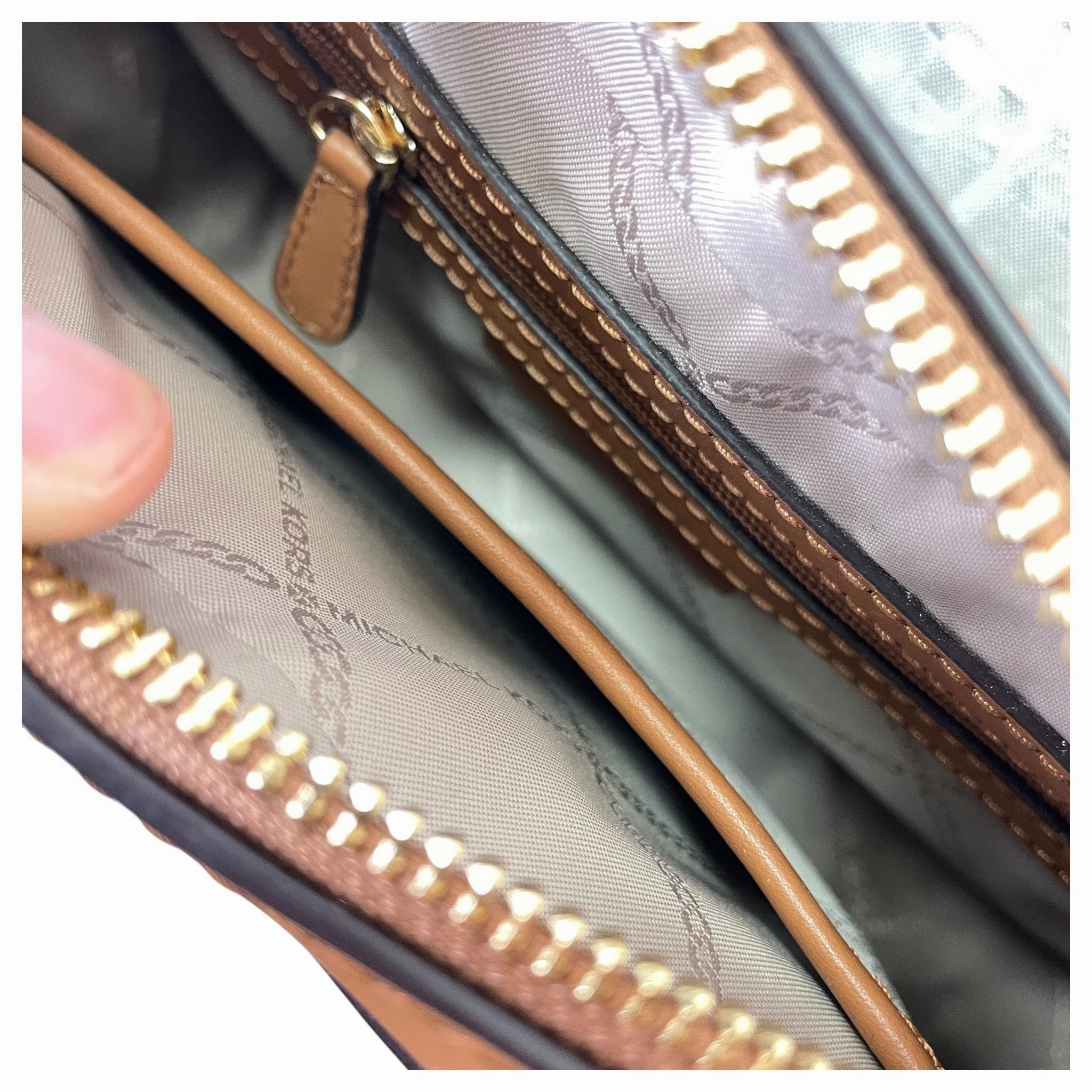 Crossbody Designer By Michael Kors In Brown & Red, Size:Medium