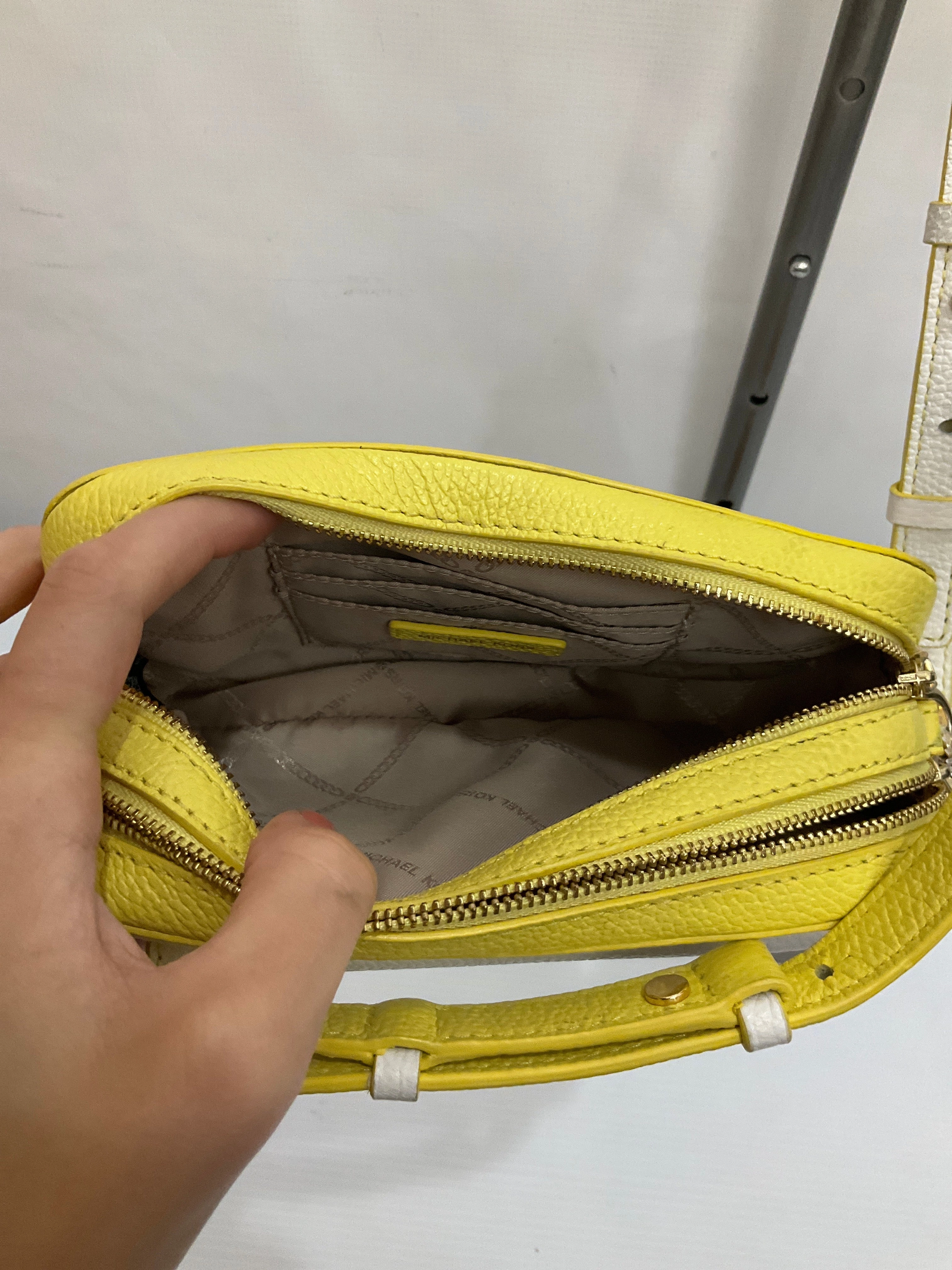 Crossbody Designer By Michael Kors In Yellow, Size:Small