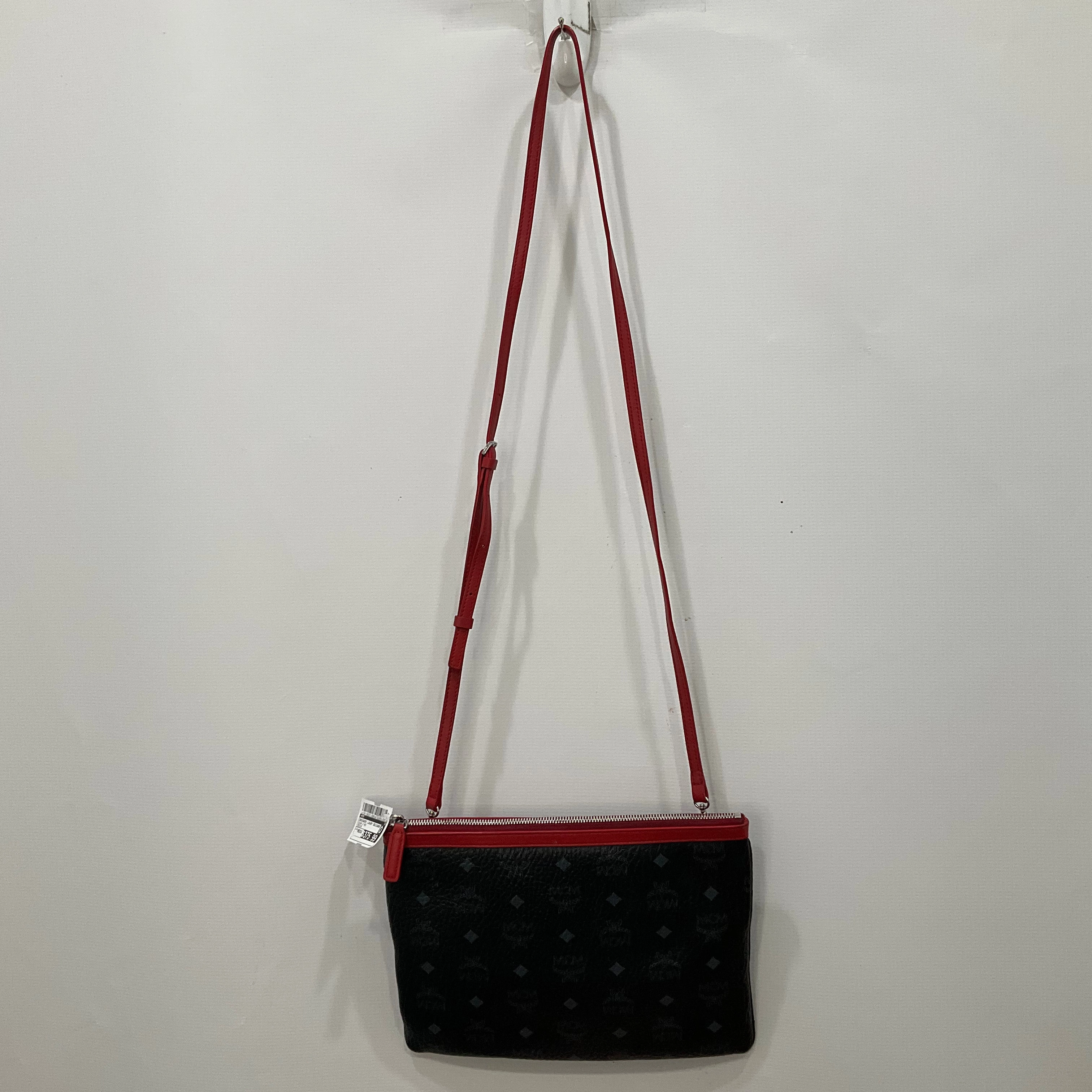 Crossbody Luxury Designer By Mcm In Black & Red, Size:Medium