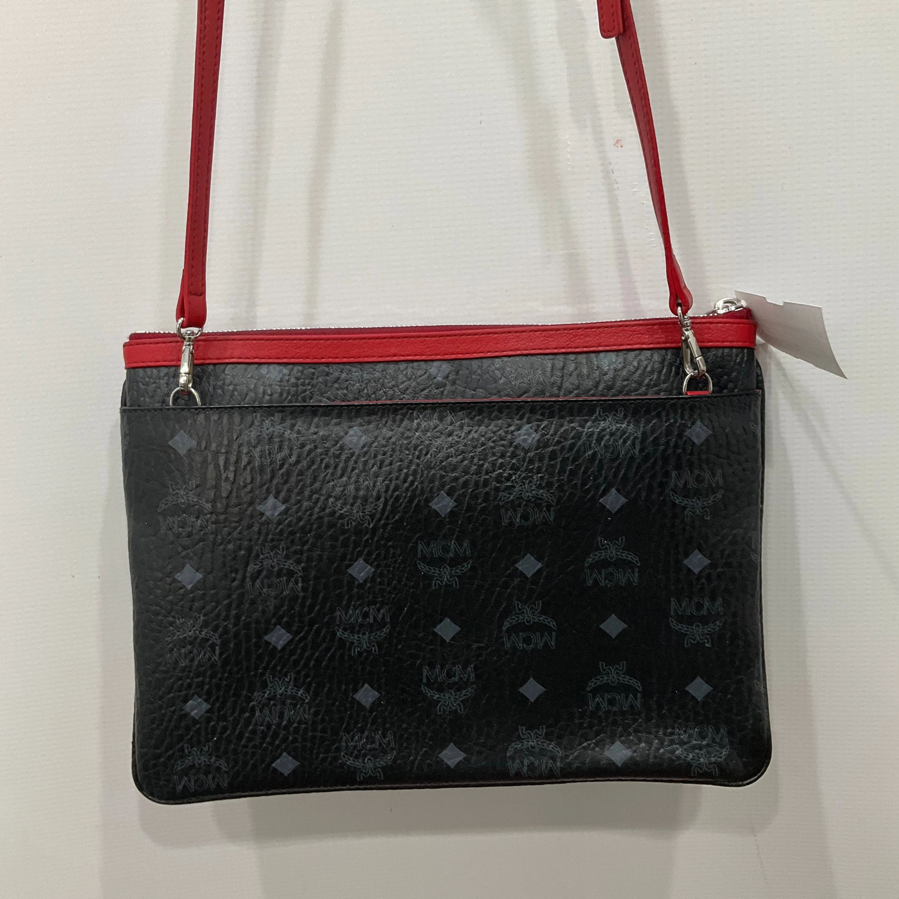 Crossbody Luxury Designer By Mcm In Black & Red, Size:Medium