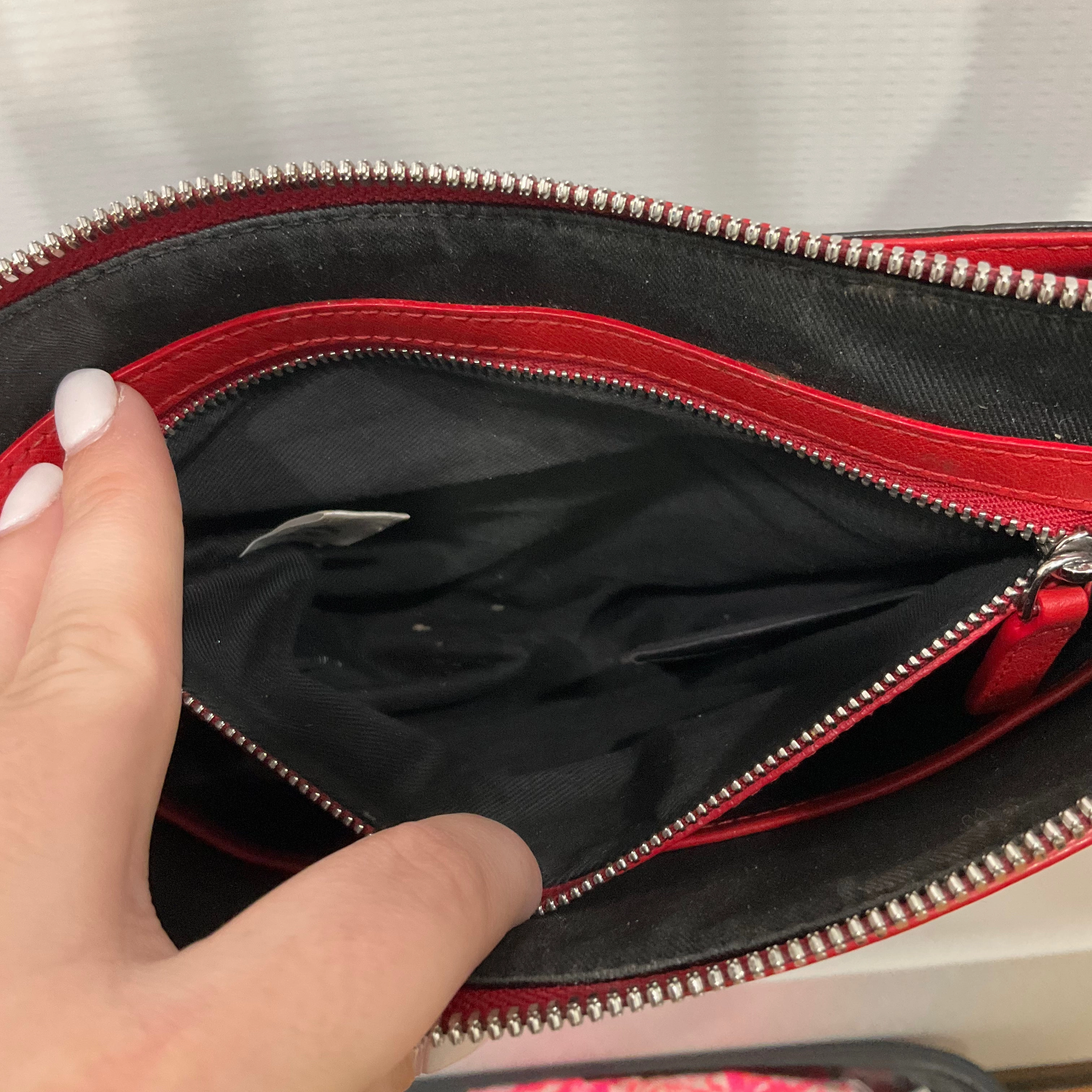 Crossbody Luxury Designer By Mcm In Black & Red, Size:Medium