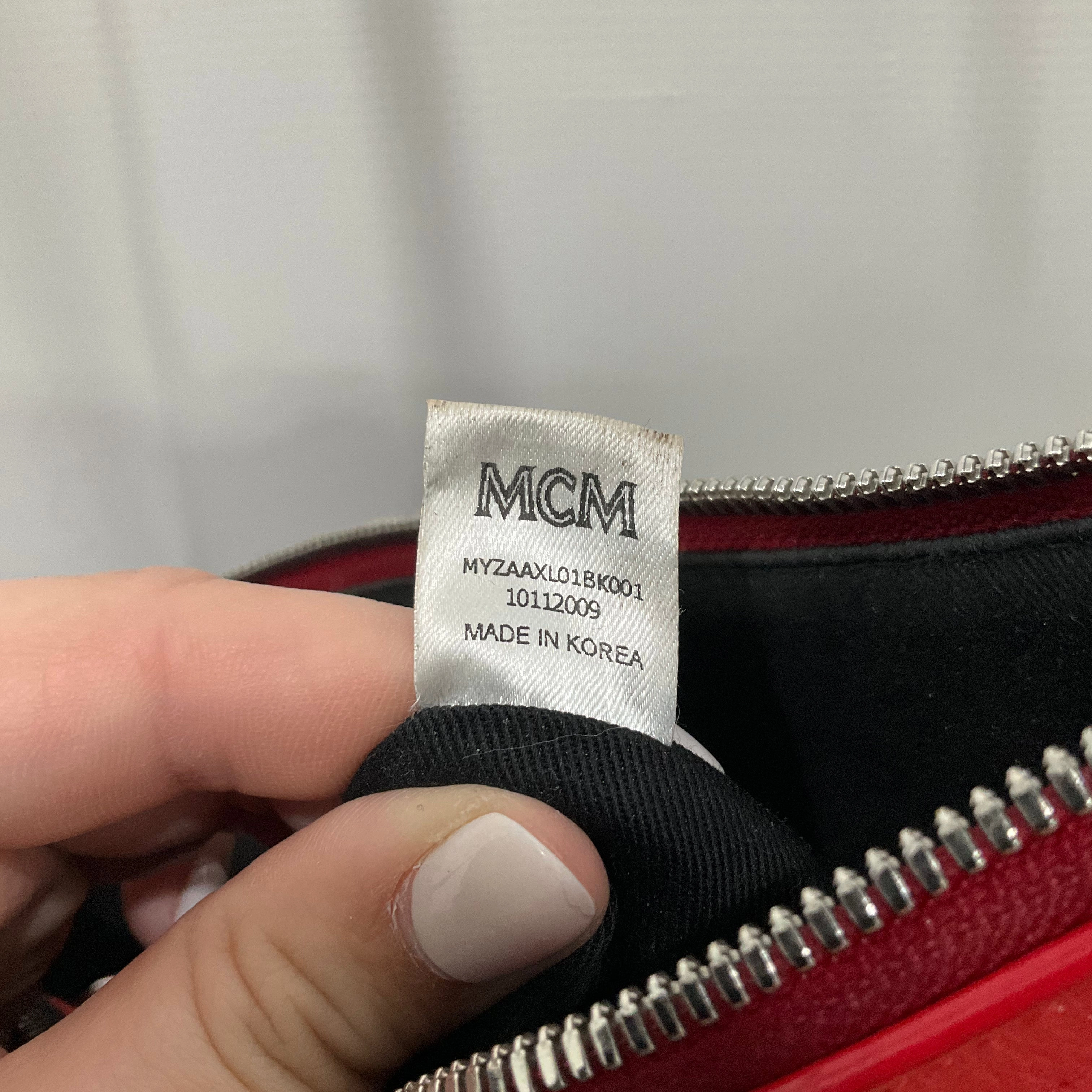 Crossbody Luxury Designer By Mcm In Black & Red, Size:Medium