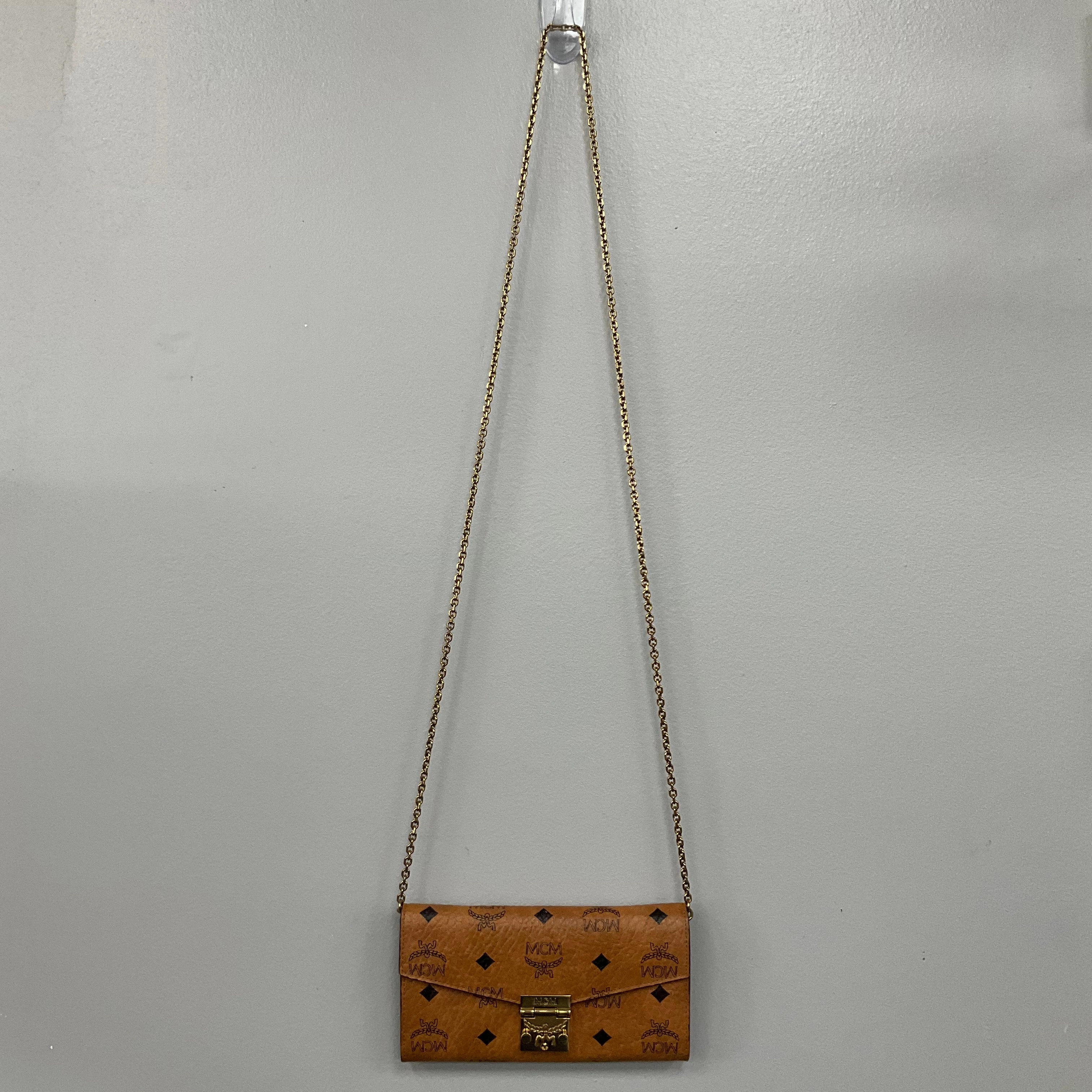 Crossbody Luxury Designer By Mcm In Brown, Size:Small