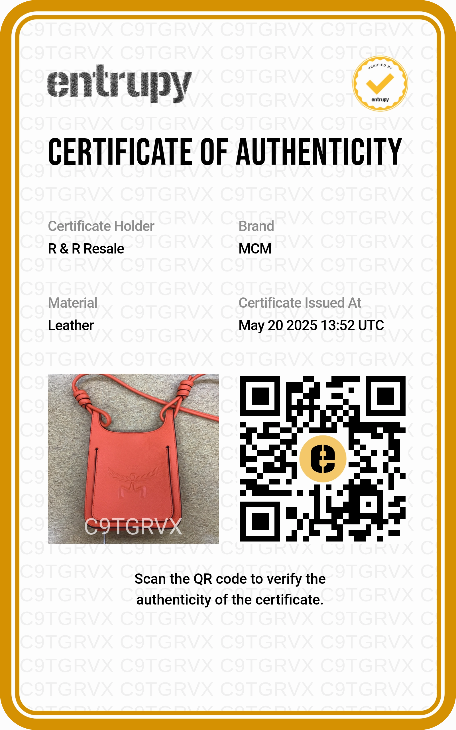 CROSSBODY LUXURY DESIGNER by MCM In ORANGE, Size: MEDIUM