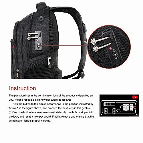 Crossgear Laptop Backpack With Usb Charging Port And Combination Lock- Fits Most 15.6 Inch