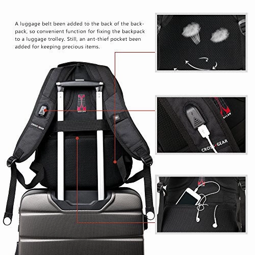 Crossgear Laptop Backpack With Usb Charging Port And Combination Lock- Fits Most 15.6 Inch